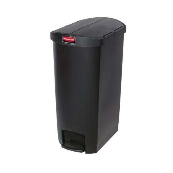 Can Trash Slim Jim Rsn 18gal Step-On Pedal Hinge Lid End Stp Blk Rectangle Each